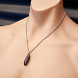 Stainless Steel & Natural Bloodstone Pendant Necklace