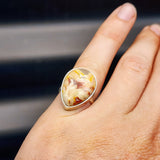 (M) Solid Sterling Silver & Crazy Lace Agate Handmade Stone Solitaire Ring