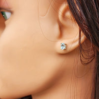 Natural Blue Topaz & Solid Silver Oval Stud Earrings