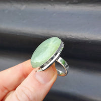 (T) Solid Sterling Silver & Natural Aquamarine Stone Handmade Solitaire Ring