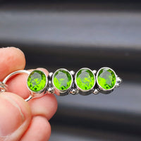 Handmade Solid Sterling Silver & 4x Setting Natural Peridot Pendant Necklace