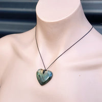 Natural Hand Carved Labradorite Heart Pendant Necklaces