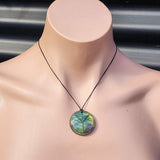 Natural Labradorite Round Peace Pendant Necklace