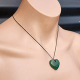 Natural Greenstone Heart Pendant Necklaces