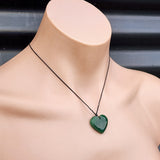 Natural Greenstone Heart Pendant Necklaces