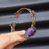 Handmade Copper & Natural Charoite Wrap Cuff Bracelet