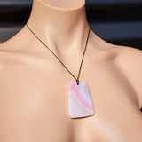 Pink Agate Carved Pendant Necklace (1BBB106)