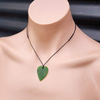 NZ Greenstone Pounamu Heart Pendant Necklace (N70)