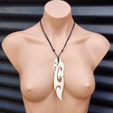 XXL Natural Hand Carved Maori Bone Carving Pendant Necklace - Manaia