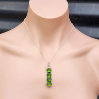 Handmade Solid Sterling Silver & 4x Setting Natural Peridot Pendant Necklace