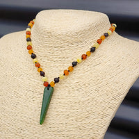 Amber & NZ Greenstone Teething Necklace - Mixed Raw Amber One Off Necklace (AG1)