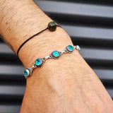 Solid Sterling Silver & Natural Blue Topaz Handmade Chain Bracelet