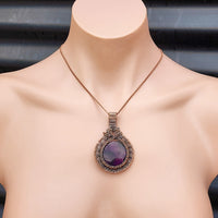 Handmade Copper & Natural Amethyst Wire Wrap Necklace