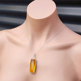 Solid Sterling Silver & Natural Citrine Handmade Pendant & Chain Necklace