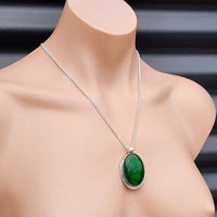 Solid Sterling Silver & Green Labradorite Handmade Necklace