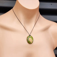 Natural Unakite Oval Pendant Necklace (1BBB47)