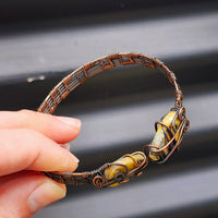 Handmade Copper & Raw Tiger Eye Cuff Bracelet