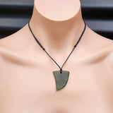 NZ Greenstone Pounamu Tooth Pendant Necklace (N89)