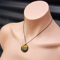 Natural Tigers Eye Carved Round Pendant Necklace (1BBB101)