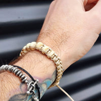 Bone Carving Cylinder Bead Macrame Bracelet - Tan