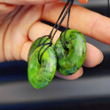 Natural Nephrite Greenstone Donut Pendant Necklace