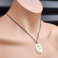 Natural Hand Carved Maori Bone Carving Pendant Necklace - Koru Spiral