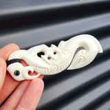 Natural Hand Carved Maori Bone Carving Pendant Necklace - Manaia Hook