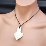 Natural Hand Carved Maori Bone Carving Pendant Necklace - Stingray