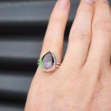 (M) Solid Sterling Silver & Mystic Topaz Handmade Solitaire Ring