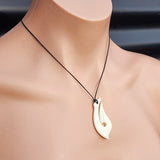 Natural Hand Carved Maori Bone Carving Pendant Necklace - Curved Hook