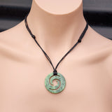 New Zealand Greenstone Pounamu Double Koru Pendant Necklace P2