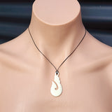 Natural Hand Carved Maori Bone Carving Pendant Necklace - Twist Hook