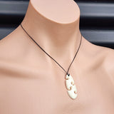 Natural Hand Carved Maori Bone Carving Pendant Necklace - Sea Waves