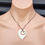 Natural Hand Carved Maori Bone Carving Pendant Necklace - Heart