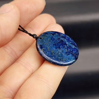 30mm Natural Lapis Lazuli Flat Disk Pendant Necklace