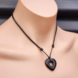 Natural Obsidian Heart Pendant Necklace