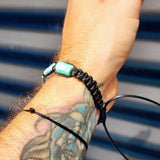 Natural Turquoise Cylinder Black Macramé Bracelet