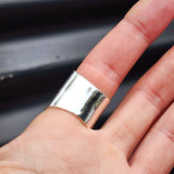 (T) Solid Sterling Silver Rustic Handmade Barrel Cuff Ring