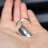 (T) Solid Sterling Silver Rustic Handmade Abstract Ring