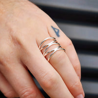 (R) Handmade Solid Sterling Silver Spiral Cuff Ring