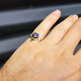 (O) Solid Sterling Silver & Labradorite Stone Handmade Solitaire Ring