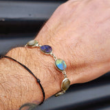 Solid Sterling Silver & Natural Labradorite Handmade Chain Bracelet