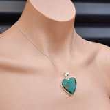 Solid Sterling Silver & Natural Shattuckite Handmade Heart Pendant & Chain Necklace