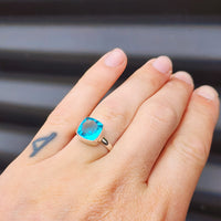 (R) Solid Sterling Silver & Natural Blue Topaz Handmade Signet Ring