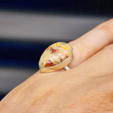 (M) Solid Sterling Silver & Crazy Lace Agate Handmade Stone Solitaire Ring