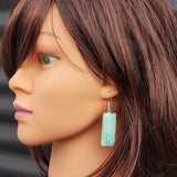 Solid Sterling Silver & Natural Amazonite Handmade Hanging Hook Earrings