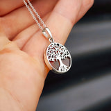 100% Solid Sterling Silver & Natural Amber Handmade Tree of Life Pendant Necklace