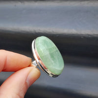 (T) Solid Sterling Silver & Natural Aquamarine Stone Handmade Solitaire Ring