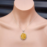 Solid Sterling Silver & Natural Citrine Druzy Handmade Pendant & Chain Necklace