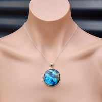 Solid Sterling Silver & Natural Labradorite Handmade Planet Necklace